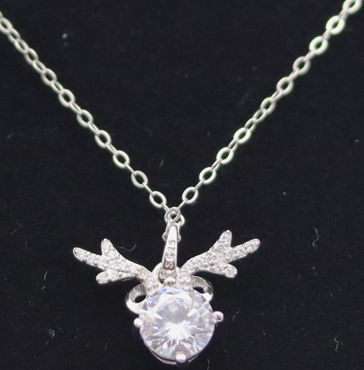 Sterling Silver Heart Reindeer Necklace