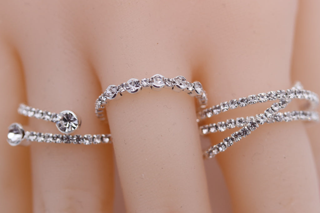 Fashion Crystal 3 Piece Twisted Ring Set