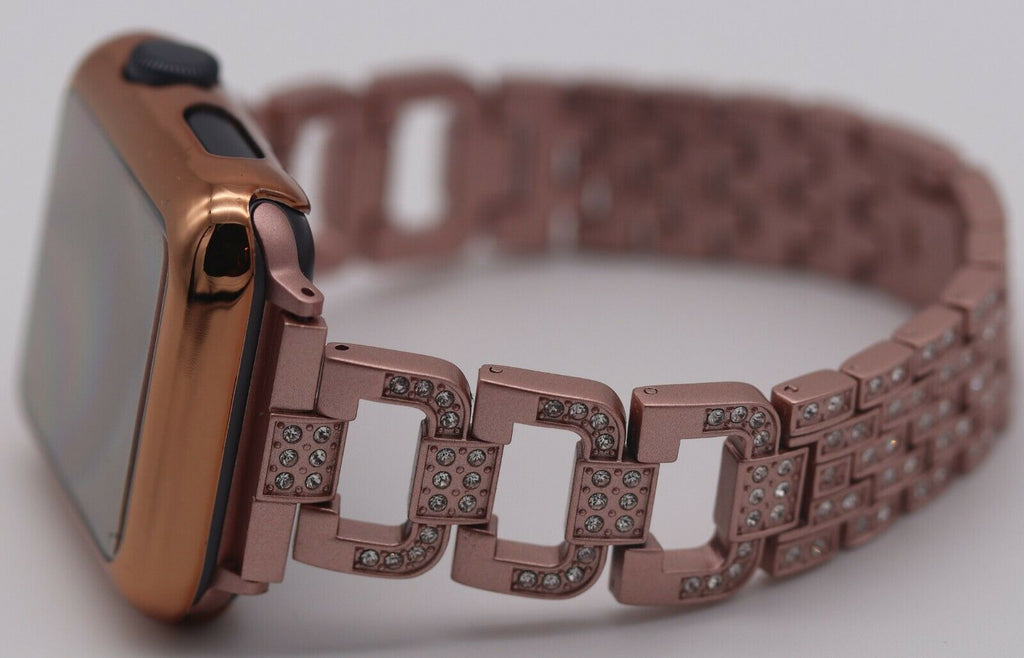 JewelTech 4 - Women Apple Watch Strap - Braided Pattern and Zircon Studded
