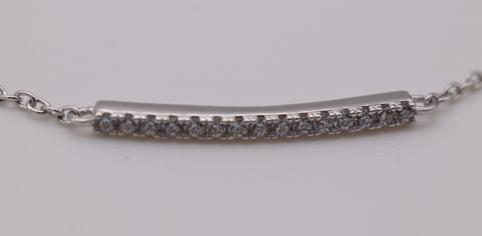 Sterling Silver Bar Clear Cubic Zirconia Bracelet