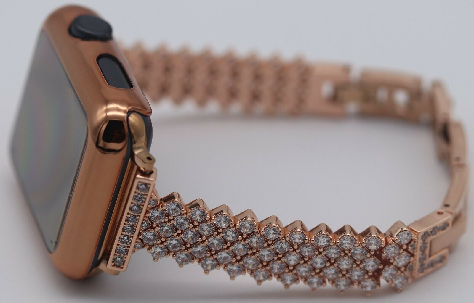 JewelTech 5 - Women Apple Watch Strap - Lattice Pattern and Zircon Studded
