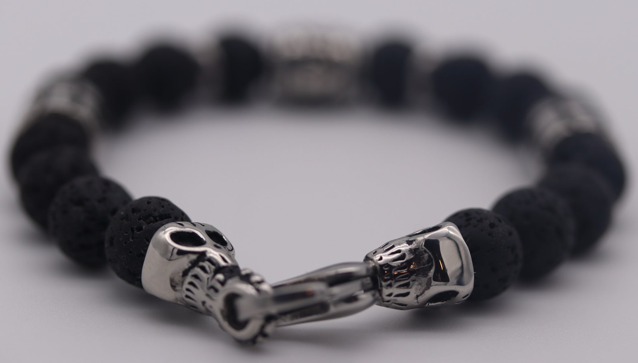 Stainless Steel Bracelet with Black Druzy Beads