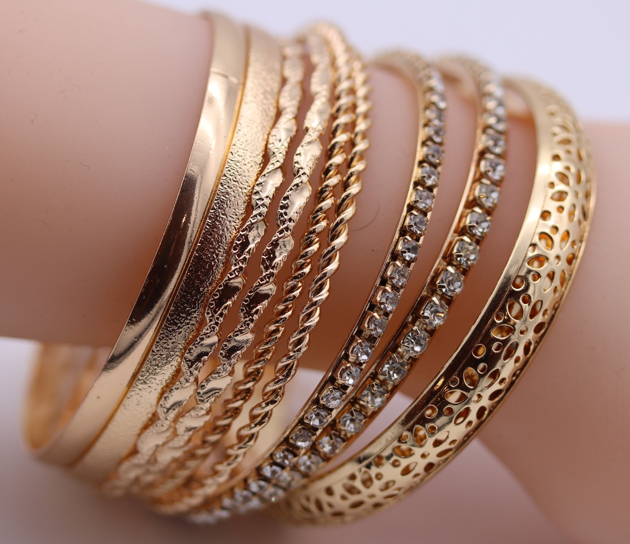 Multilayered 8 pieces Bangles Set - Gold & Silver Options