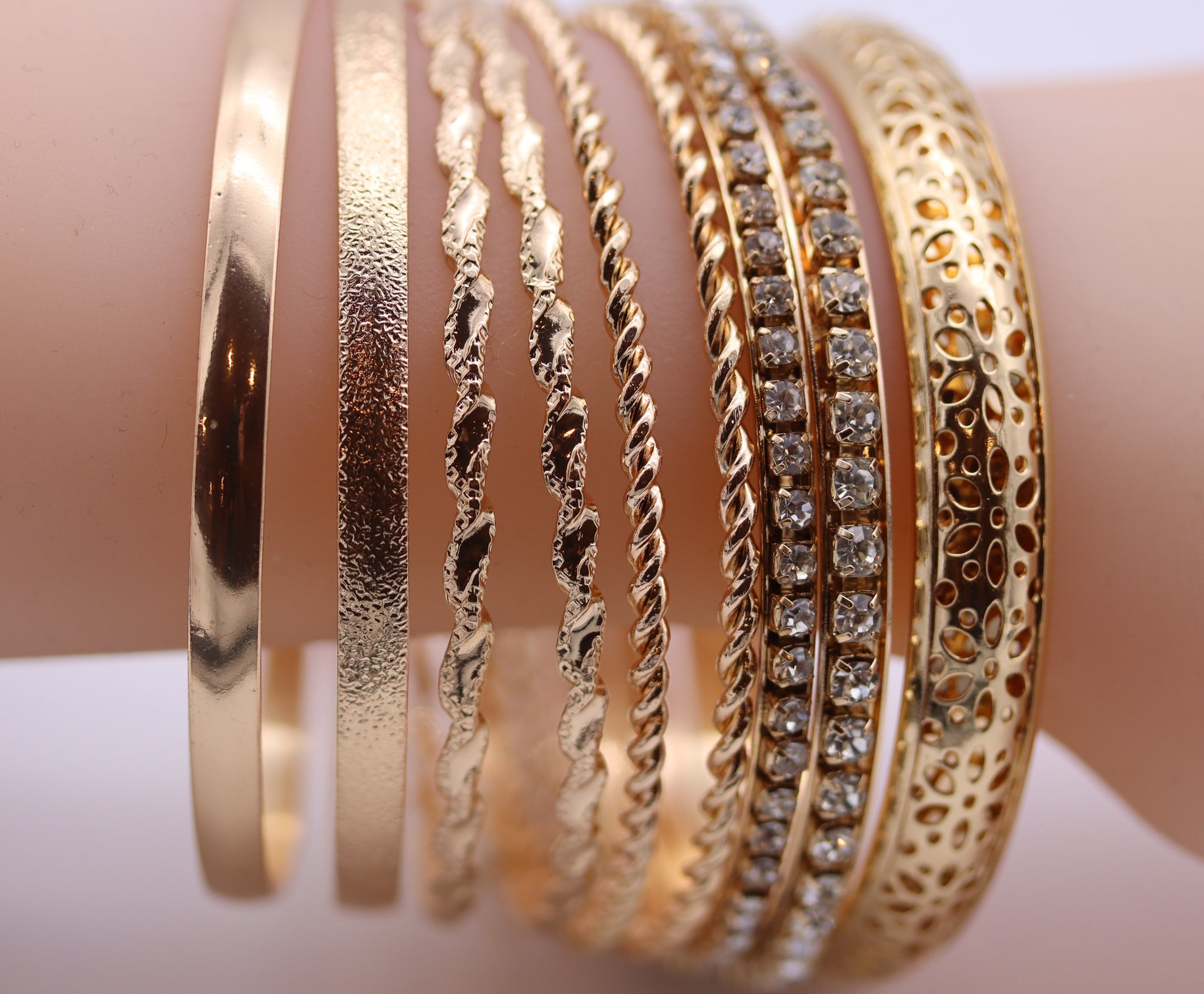 Multilayered 8 pieces Bangles Set - Gold & Silver Options