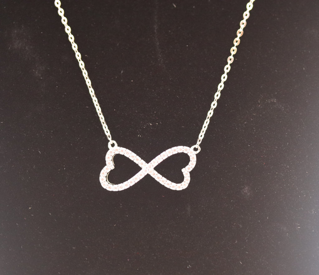 Sterling Silver Infinity Heart Cubic Zirconia Necklace