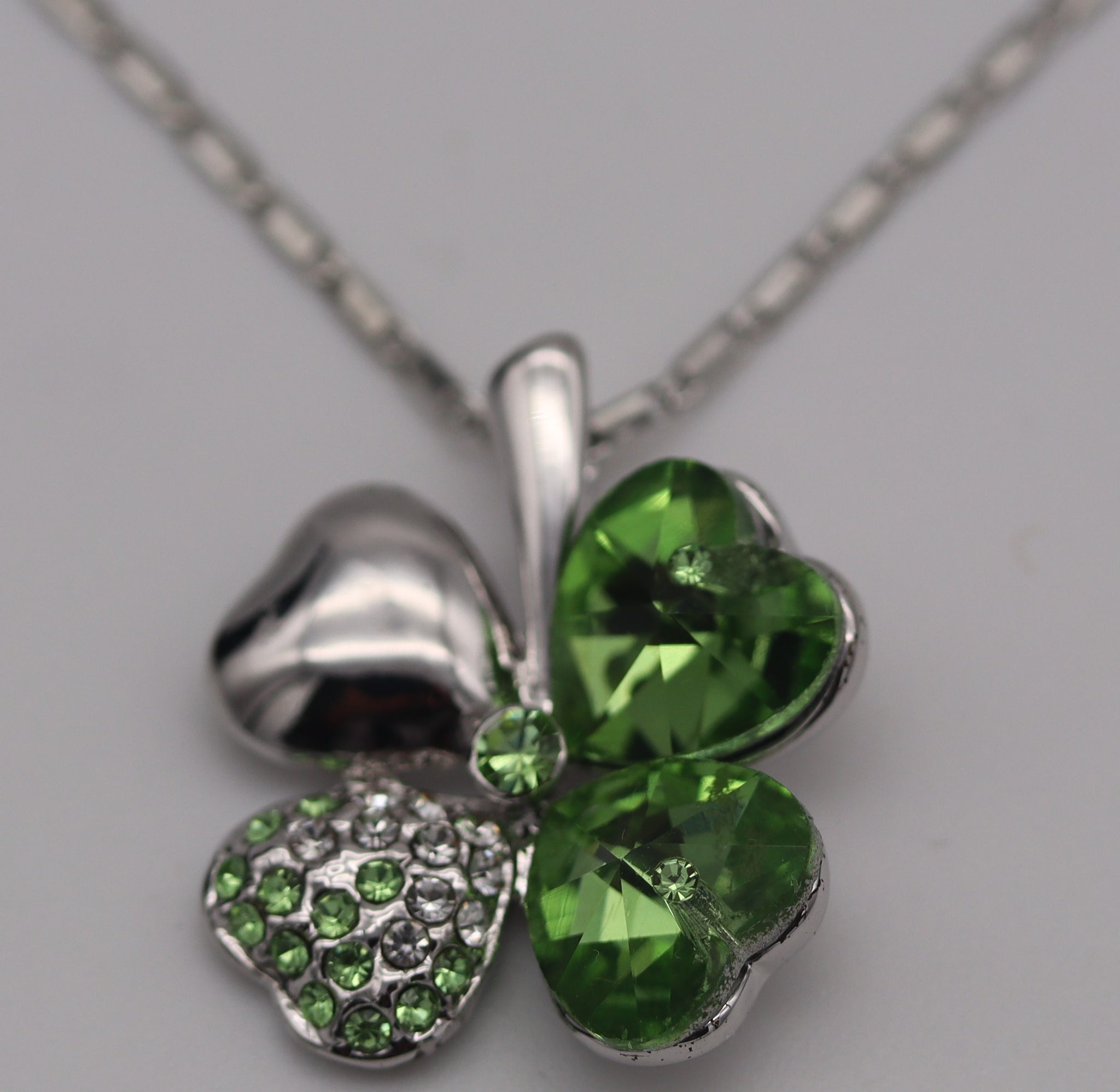 Four Leaf Clover Crystal Earrings and Necklace Set