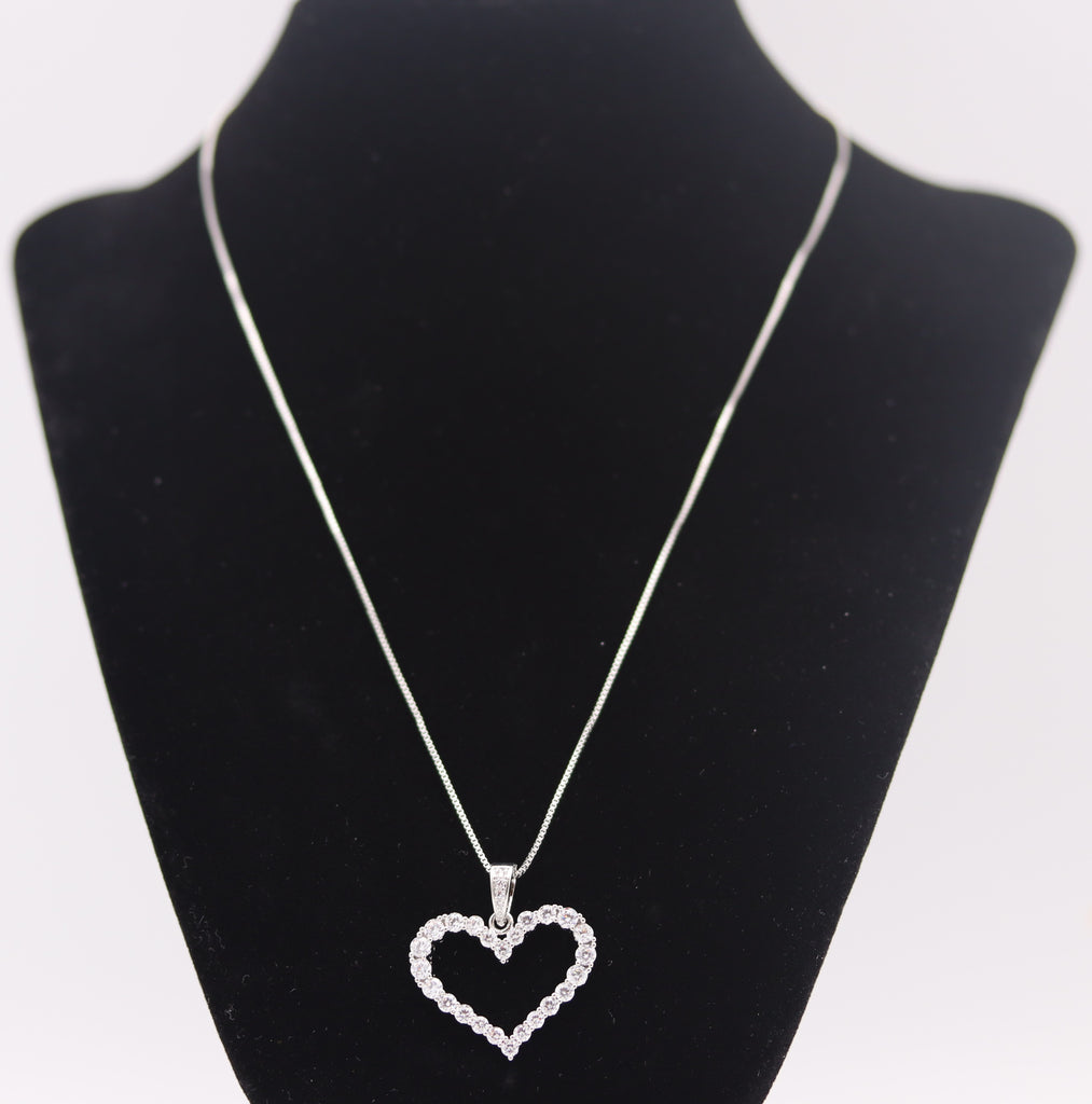 Cubic Zirconia Heart Necklace - Gold and Silver options