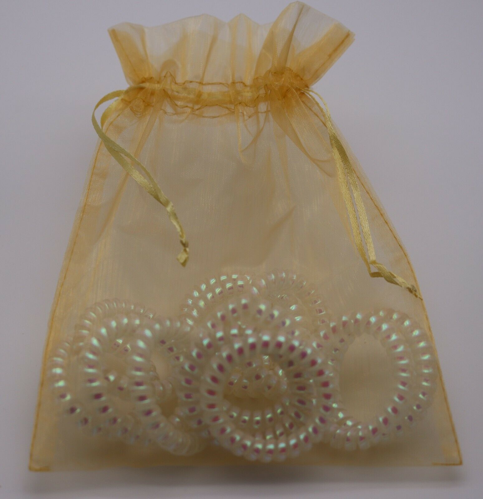 Spiral Hair Ties  / Coil - Pearl - 12 PC SET - LARGE SIZE